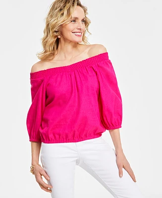 I.n.c. International Concepts Women's Smocked Off-The-Shoulder Blouse, Created for Macy's