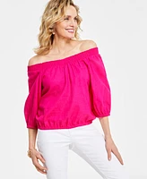 I.n.c. International Concepts Women's Smocked Off-The-Shoulder Blouse, Created for Macy's