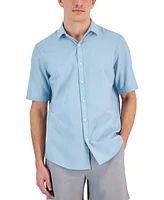 Alfani Men's Short-Sleeve Solid Textured Shirt, Created for Macy's