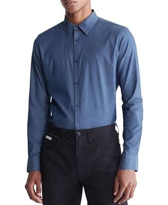 Calvin Klein Men's Slim Fit Refined Chambray Long Sleeve Button-Front Shirt
