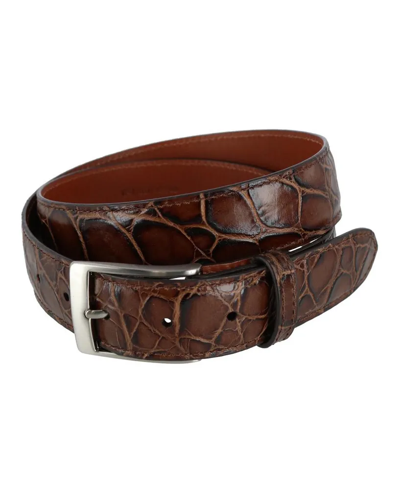 Trafalgar Men's Toby Mock Turtle Embossed Italian Leather 35mm Belt