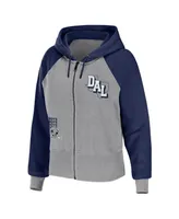 Women's Wear by Erin Andrews Silver Dallas Cowboys Colorblock Lightweight Full-Zip Hoodie