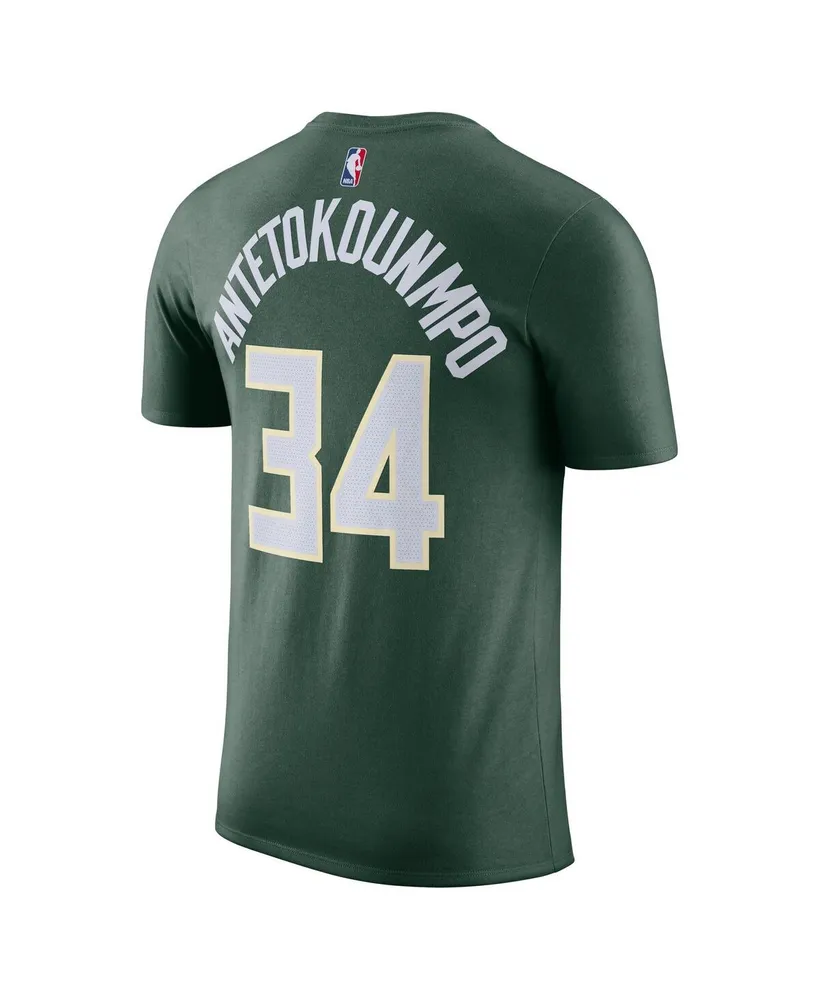 Men's Nike Giannis Antetokounmpo Hunter Green Milwaukee Bucks Icon 2022/23 Name and Number T-shirt