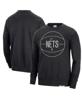 Men's Nike Black Brooklyn Nets 2023/24 Authentic Standard Issue Travel Performance Pullover Sweatshirt