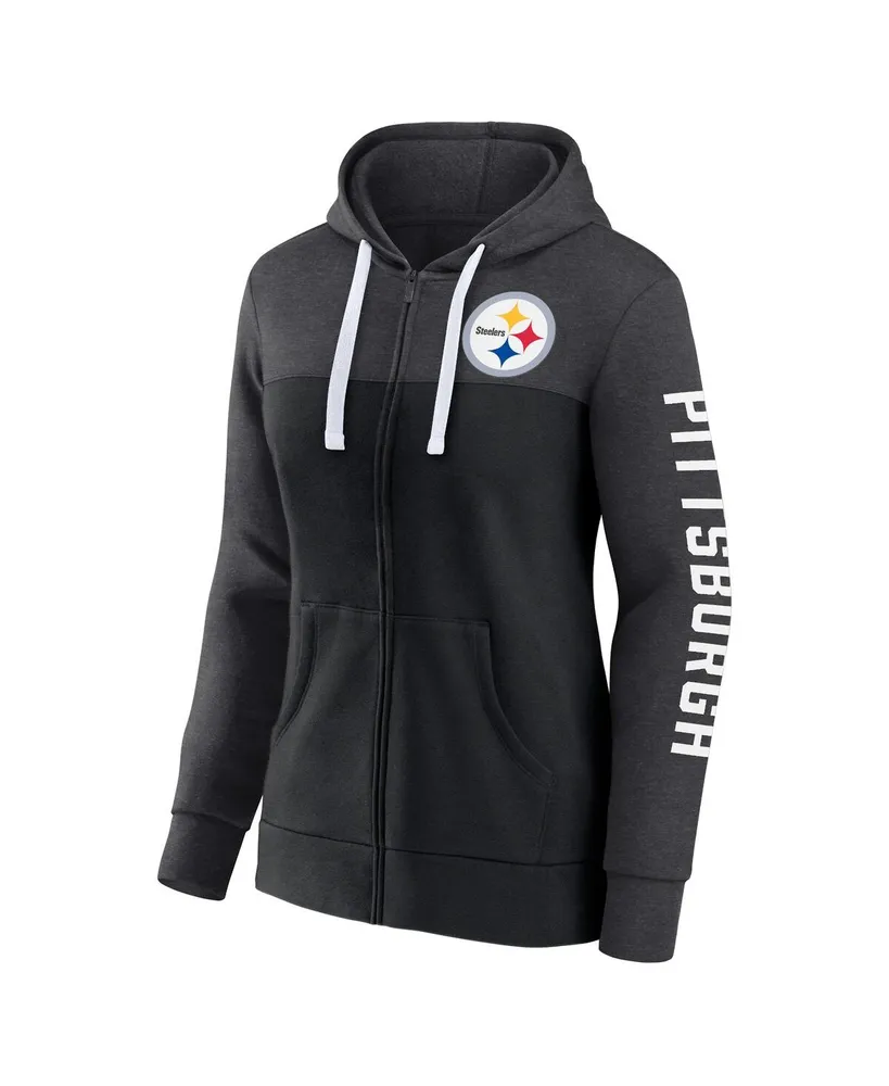 Women's Fanatics Heather Charcoal Pittsburgh Steelers Plus City Ties Full-Zip Hoodie