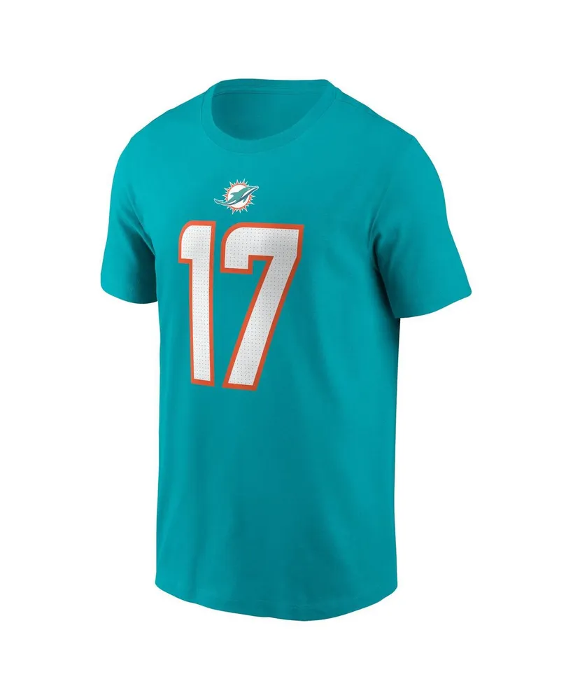 Men's Nike Jaylen Waddle Aqua Miami Dolphins Player Name and Number T-shirt