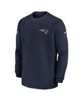 Men's Nike Navy New England Patriots 2023 Sideline Throwback Heavy Brushed Waffle Long Sleeve T-shirt