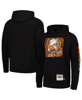 Men's Mitchell & Ness Black Cleveland Browns Gridiron Classics Big Face 7.0 Pullover Hoodie