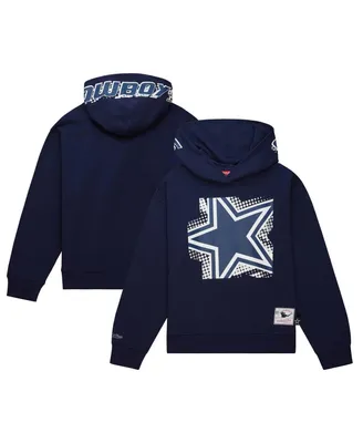 Women's Mitchell & Ness Navy Dallas Cowboys Gridiron Classics Big Face 7.0 Pullover Hoodie