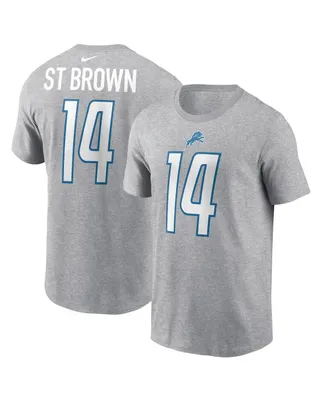 Men's Nike Amon-Ra St. Brown Gray Detroit Lions Player Name and Number T-shirt