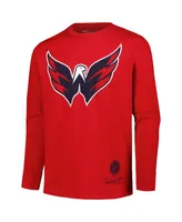 Big Boys Mitchell & Ness Red Washington Capitals Throwback Logo Long Sleeve T-shirt