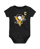 Baby Boys and Girls Mitchell & Ness Mario Lemieux Black Pittsburgh Penguins Captain Patch Name Number Bodysuit