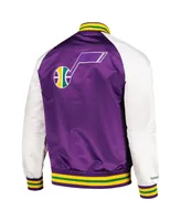 Men's Mitchell & Ness Purple Utah Jazz Double Clutch Satin Raglan Full-Snap Jacket