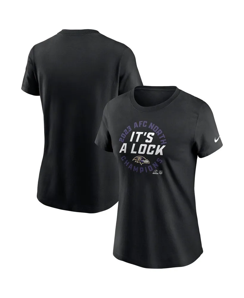 Women's Nike Black Baltimore Ravens 2023 Afc North Division Champions Locker Room Trophy Collection T-shirt