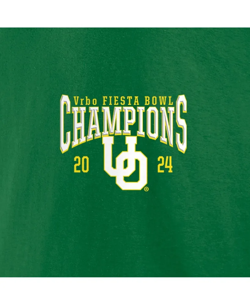 Men's Fanatics Green Oregon Ducks 2024 Fiesta Bowl Champions Score T-shirt