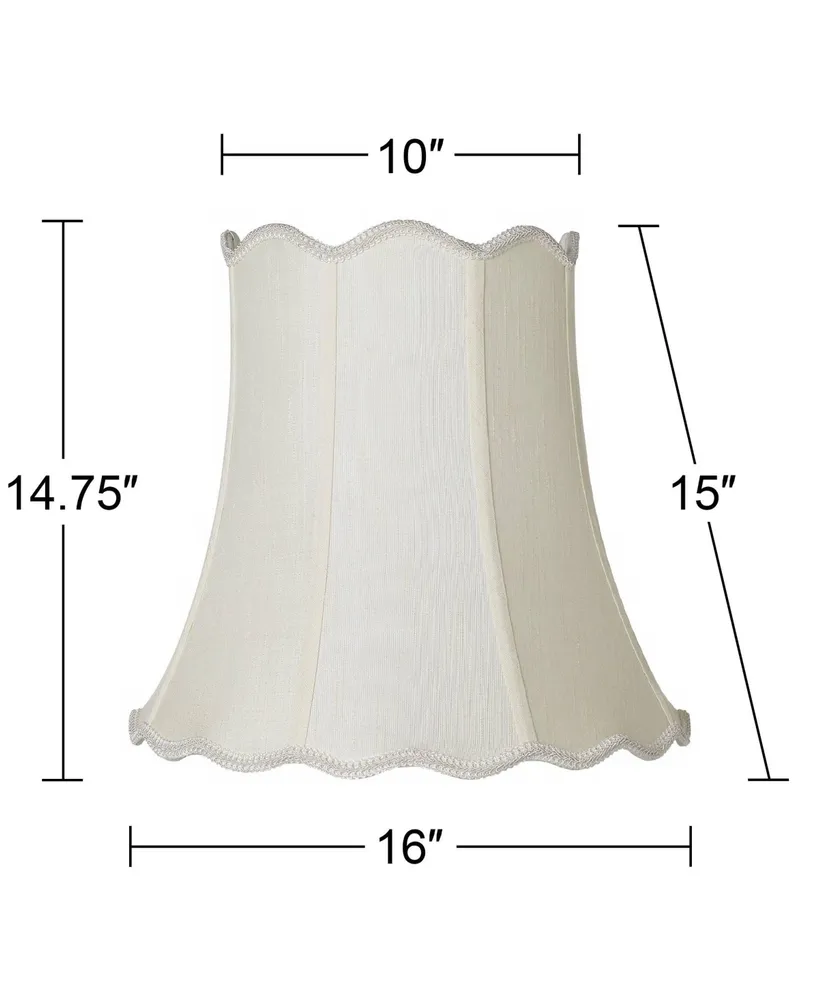 Creme Medium Scallop Bell Lamp Shade 10" Top x 16" Bottom x 15" Slant x 14.75 High (Spider) Replacement with Harp and Finial - Imperial Shade