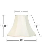 Set of 2 Bell Lamp Shades Cream Medium 7" Top x 16" Bottom x 12" High Spider with Replacement Harp and Finial Fitting - Imperial Shade