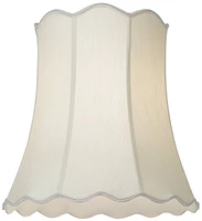 Creme Large Scallop Bell Lamp Shade 14" Top x 20" Bottom x 20" Slant x 19.75 High (Spider) Replacement with Harp and Finial - Springcrest