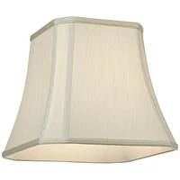 Set of 2 Square Cut Corner Lamp Shades Creme Medium 8" Top x 16" Bottom x 11" Slant x 10.5" High Spider with Replacement Harp and Finial Fitting