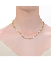 14K Gold Plated Clear Cubic Zirconia Link & Chain Necklace