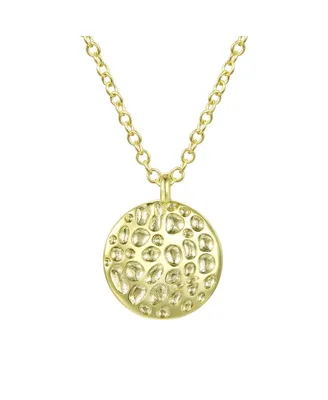 Classic 14K Gold Plated Round Shaped Engraved Pendant Necklace