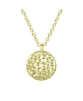 Classic 14K Gold Plated Round Shaped Engraved Pendant Necklace