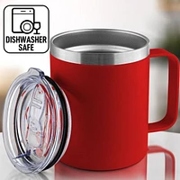 12 oz Insulated Coffee Mug with Lid - Stainless Steel Camping Tumbler Handle