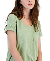 Hippie Rose Juniors' Super Soft Burnout Pocket Tee