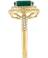 Effy Emerald (1-1/2 ct. t.w.) & Diamond (1/2 ct. t.w.) Double Halo Ring in 14k Gold