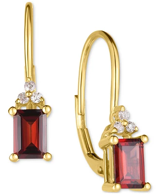 Garnet (1-1/5 ct. t.w.) & Diamond (1/20 Leverback Earrings 14k Gold