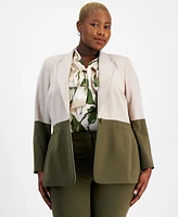 Tahari Asl Plus Colorblocked Boyfriend Blazer