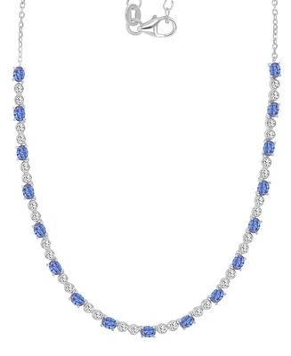 Cubic Zirconia Oval & Round Tennis Necklace, 18" + 2" extender