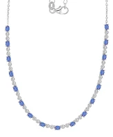 Cubic Zirconia Oval & Round Tennis Necklace, 18" + 2" extender