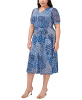 Msk Plus Printed Self-Tie Midi Dress