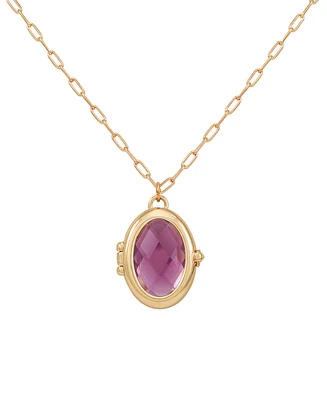 Guess Gold-Tone Removable Stone Oval Locket Pendant Necklace, 18" + 3" extender