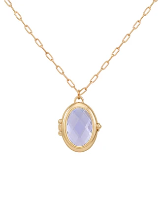 Guess Gold-Tone Removable Stone Oval Locket Pendant Necklace, 18" + 3" extender