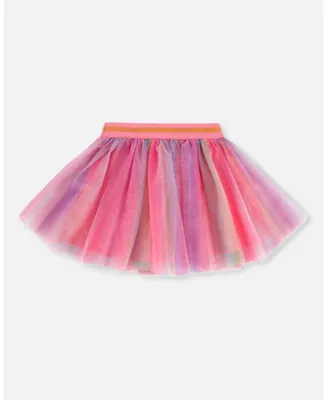 Girl Tulle Skirt Rainbow Stripe