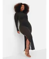 Rebdolls Women's Plus Size Keyana Sheer Glitter Mesh Maxi Bodycon Dress