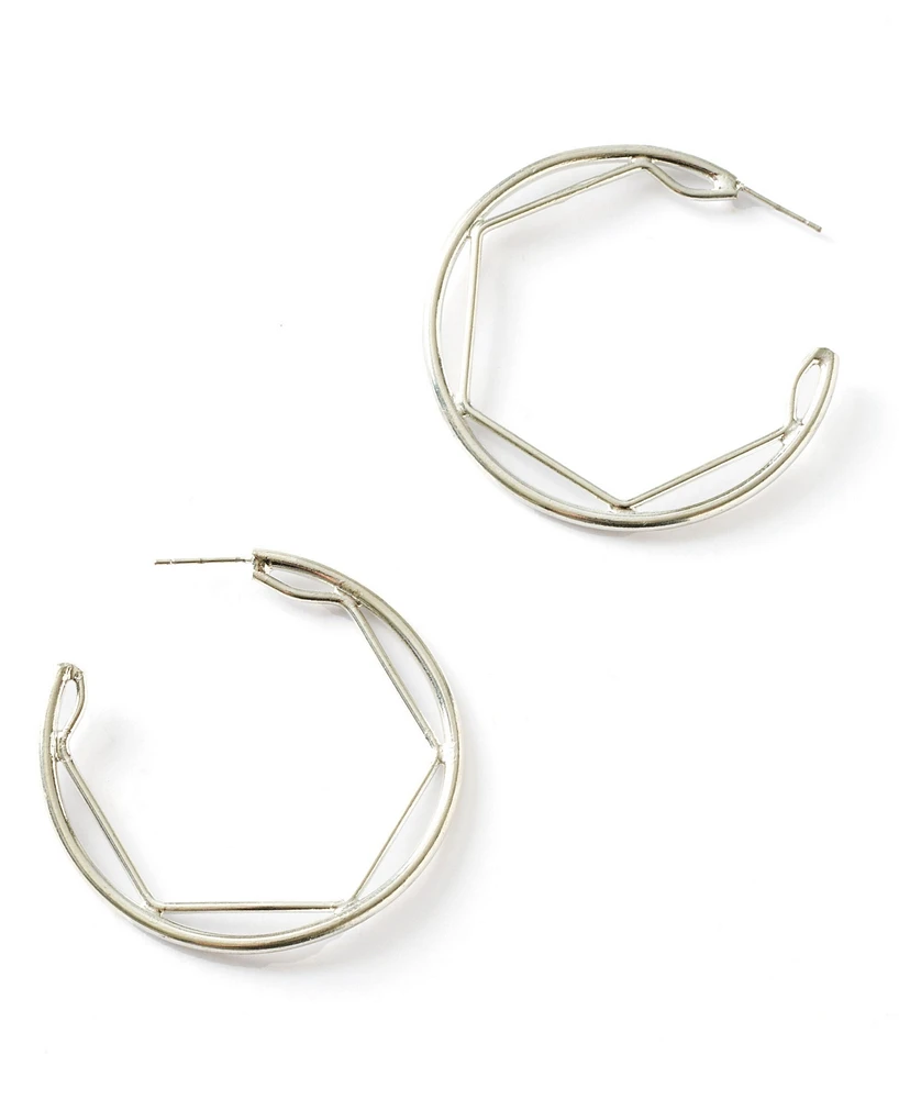 Matr Boomie Bhavani Silver-Tone Geometric Hoop Earrings