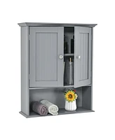 Wall Mount Bathroom Cabinet Storage Organizer with Doors and Shelves