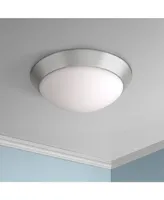 Davis Modern Ceiling Light Flush Mount Fixture 11" Wide Brushed Nickel Silver Metal Frosted Glass Dome Shade for Bedroom Kitchen Living Room Family Ha
