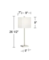 Franco Modern Minimalist Table Lamps 26.5" High Set of 2 with Usb Charging Ports Brushed Nickel White Square Shade for Living Room Bedroom House Bedsi