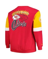 Men's Mitchell & Ness Red Kansas City Chiefs Big and Tall Fleece Pullover Sweatshirt