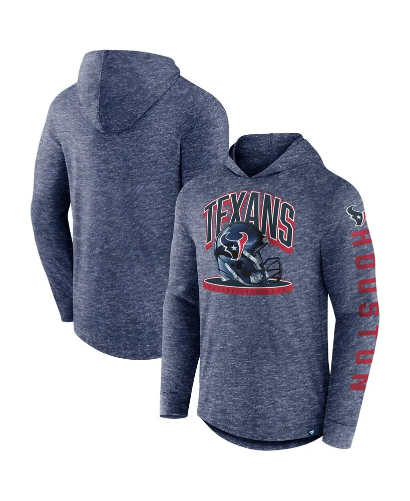 Men's Fanatics Navy Houston Texans Helmet Platform Long Sleeve Hoodie T-shirt