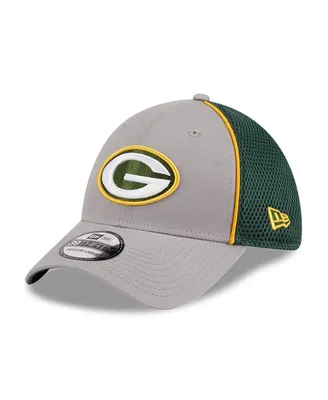 Men's New Era Gray Green Bay Packers Pipe 39THIRTY Flex Hat