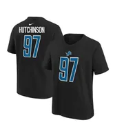 Big Boys Nike Aidan Hutchinson Black Detroit Lions Player Name and Number T-shirt