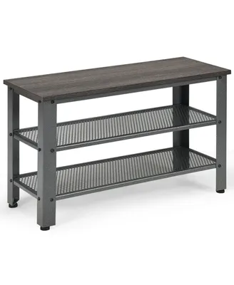 3-Tier Shoe Rack Industrial Bench with Storage Shelves