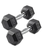 Philosophy Gym Rubber Coated Hex Dumbbell Hand Weights, 15 lb Pair