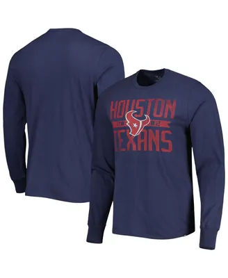 Men's '47 Brand Navy Distressed Houston Texans Wide Out Franklin Long Sleeve T-shirt