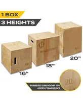 Philosophy Gym 3 in 1 Wood Plyometric Box - 20" x 18" x 16" Jumping Plyo Box for Training and Conditioning